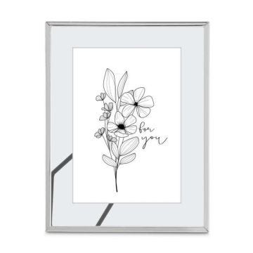 Cadre photo pour portrait Flowers, argenté, 10 x 15 cm