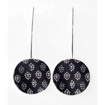 Boucles d'oreille Sira Fleur noir et blanc - Demiim Blanc