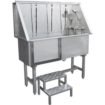 MonsterShop Baignoire de Toilettage Professionnelle Table Toilettage Chien en Acier Inoxydable Animaux de Compagnie
