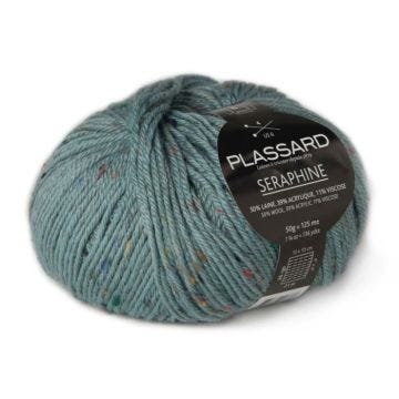 Laine tweedée intemporelle - PLASSARD - Séraphine - Blanc et Bleu Ciel - 50g