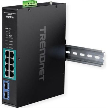 TRENDnet - Switch - industriell - 8 x 10/100/1000 (PoE+) + 2 x Gigabit SFP - an DIN-Schiene montierbar, wandmontierbar -
