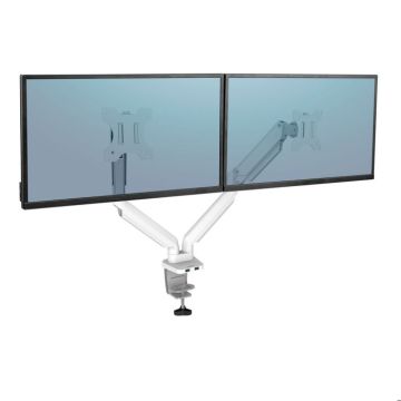 Bras porte-écrans double Fellowes - Platinum Series - Blanc - Inclinable - Pour écrans 32"-65"