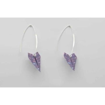 Boucles d'oreille papier Origami Avion Violet goutte - The cocotte