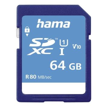 Carte SDXC 64GB CL.10 UHS-I 80MB, packaging FIN Bleu