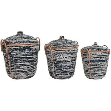 Jeu de paniers - DKD Home Decor - Standard - Couleur blanc et noir - Matériau rotin - Dimensions 71x52x52 cm