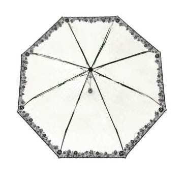 Parapluie pliable transparent Dentelle - SMATI - Ouverture automatique - Résistant au vent - 8 baleines en fibre