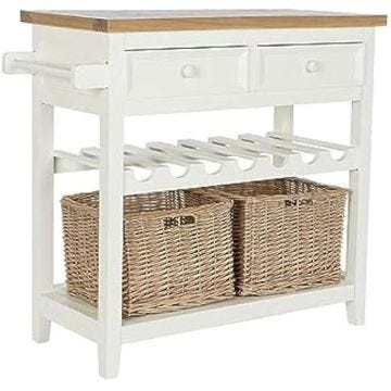 Table d'appoint - DKD HOME DECOR - Standard - Beige - Osier et bois de paulownia - 80x88x38 cm