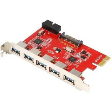 Carte PCIE USB3 5 ports ext + 2 sur fiche 19 point