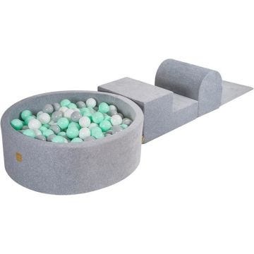 MeowBaby® Parcours Motricité 3 éléments avec Piscine à Balles 90x30cm, Gris Clair: Blanc-Gris-Menthe MeowBaby® Parcours Motricité 3 éléments avec Piscine à Balles 90x30cm, Gris Clair: Blanc-Gris-Menthe