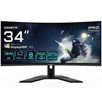 Moniteur Gaming - GIGABYTE - G34WQCP - 34" Courbé - WQHD 3440 x 1440 - 180Hz 1ms FreeSync Premium