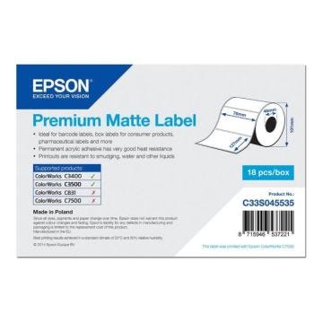 Epson Premium Étiquettes en forme découpée mat 76 x 127 mm 265 étiquette(s) (1 rouleau(x) x 265) pour Epson TM-C3400-LT; TM…