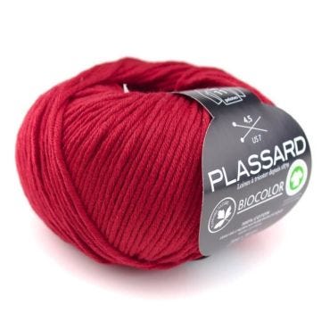 Fil d'été à tricoter BioColor Rouge Vermillon Col. 60 - PLASSARD - 100% coton bio