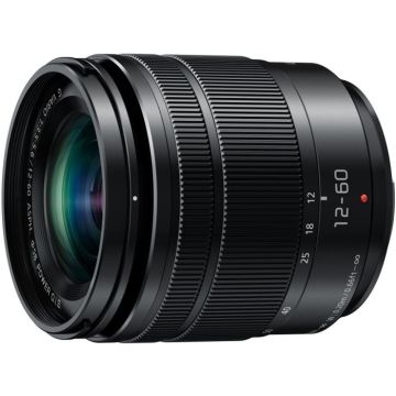 Panasonic Lumix 12-60mm F3.5-5.6 | Objectif Zoom Standard H-FS12060E ( 12mm, Stabilisé, Tropicalisé, équiv. 35mm: 24-120mm)