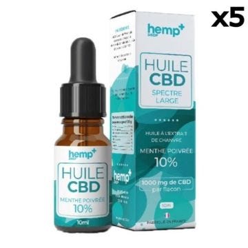 Huile CBD Menthe Poivrée, Broad Spectrum, sans THC (10ml) 2000mg / 20% / 5 flacons