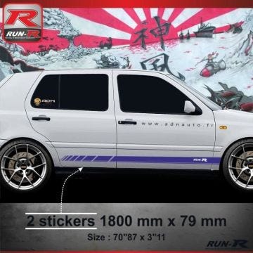 Sticker RACING pour VOLKSWAGEN GOLF 3 - Lot de 2 autocollants Powered by Volkswagen Golf 3 pour bas de caisse