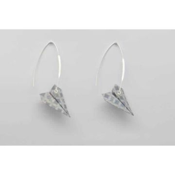 Boucles d'oreille papier Origami Avion Gris bleuté - The cocotte