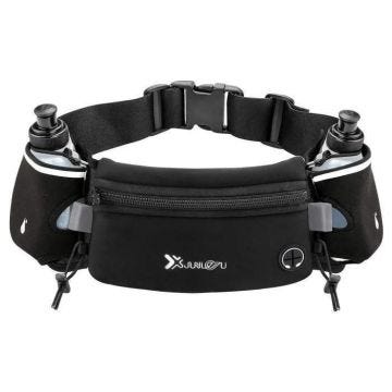 Running Sac Ceinture De Sport Multifonction avec 2 Bouteille 175ml Porte-bidon Sac Étanche Emplacement pour Bouteille