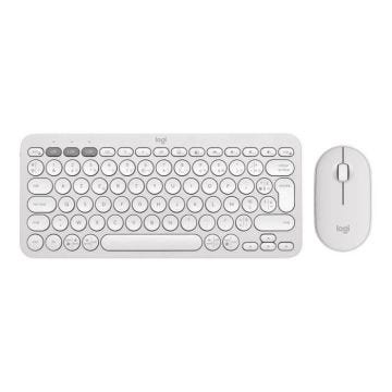Ensemble clavier et souris - Logitech - Pebble 2 Combo - Sans fil - Bluetooth LE - AZERTY - Blanc