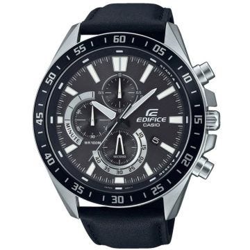 CASIO - Montre en cuir véritable - EDIFICE - Noir