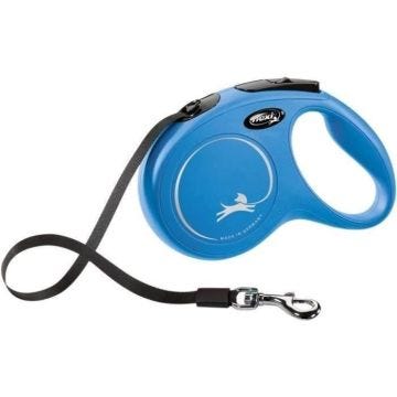 Laisse enrouleur FLEXI New CLASSIC - Taille M - 5m - Bleu pour chien jusqu'à 25kg