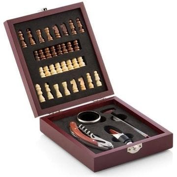 Coffret cadeau vin et échecs - accessoires oenologie