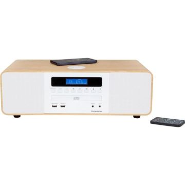 Chaîne compacte Bluetooth - THOMSON - Blanche/Induction - Radio FM/CD/MP3/USB, 50W, Égaliseur, Télécommande, Alim. 230V