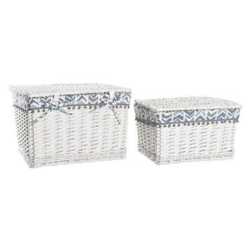 lot de paniers polyester osier (45 x 35 x 30 cm) - Couleur:BLEU