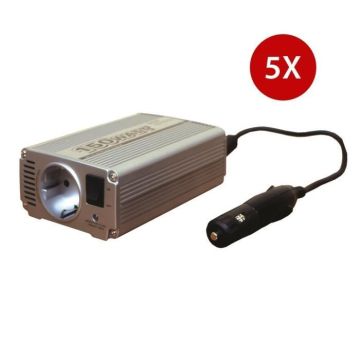 Pack 5 Convertisseurs Elévateur de Tension 12V 220 V 230 V + Allumes cigare - 150W max pour Voiture Bateau Camping Car