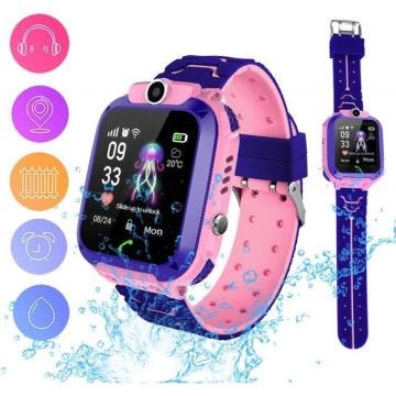 Montre connectée pour enfant - Rose, Enfants Intelligente Montre Tactile Télécommande SOS Appel Anti-Perdu Tracker Poignet 2G Réseau