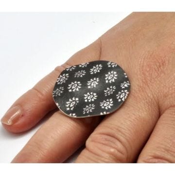 Bague Sira Fleur noir et blanc (2cm) - Demiim Blanc