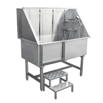 Baignoire de Toilettage Professionnelle Table Toilettage Chien 600mm en Acier Inoxydable Animaux de Compagnie