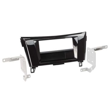 Support 2Din compatible Nissan Qashqai - Acenta X-Trail - ap14 avec vide-poche - noir brillant