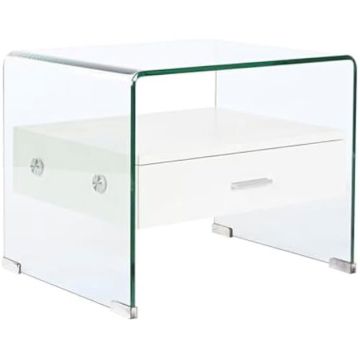 Table de Chevet - DKD Home Decor - Blanc Transparent - Bois MDF - 50 x 40 x 45,5 cm