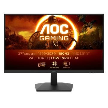 Écran AOC 27G15N2 27p Full HD avec temps de réponse de 1ms, connectivité HDMI et DisplayPort.