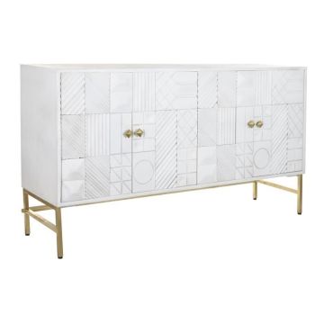 Buffet - Losanges - Blanc - Laiton - Bois de manguier