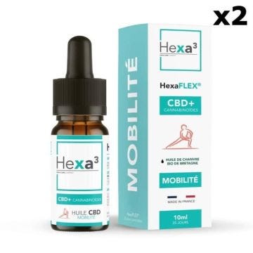 Lot de 2 Huiles CBD "Mobilité" Chanvre Bio Full Spectrum (20% / 2000mg par flacon) HexaFLEX Hexa3
