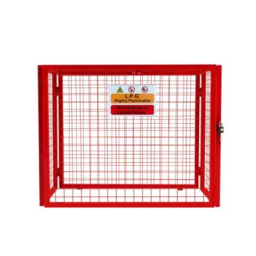 Cage Métallique Rouge Pour 3 x 19 kg Bouteilles de Gaz Maille en Acier Rangement Sécurisé