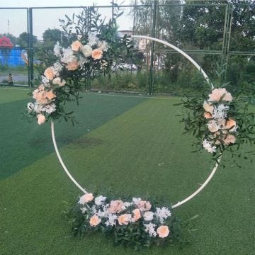 Support de toile de fond rond de mariage d'arche de cadre en métal, présentoir de fleurs de fête de 1,2 m