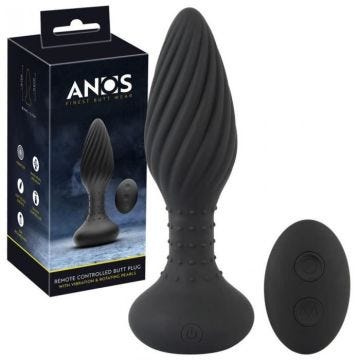Plug Anal Rotatif Texturé USB Anos - mixte / adulte Noir