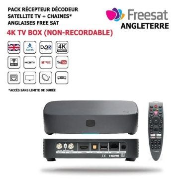 Décodeur Satellite 4K - HD4K - TV Box - 106 Chaines Anglaises - HDMI - Non-enregistrable