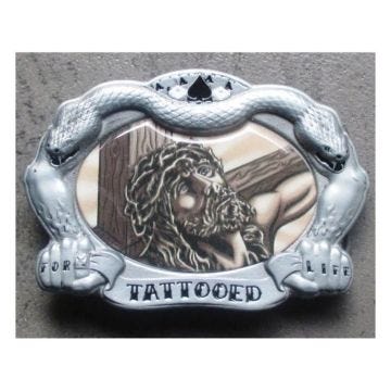 Boucle de ceinture - Visage du Christ - Tattoo Rockabilly - Gris - Adulte - Mixte - Bowling