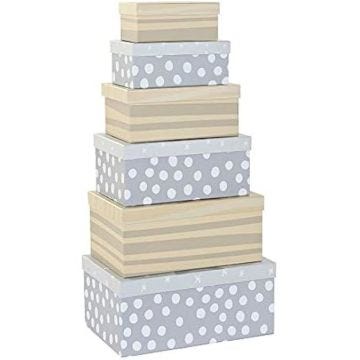 Boîtes décoratives - DKD Home Decor - Set de 6 - Carton - Objets décoratifs - Mixte