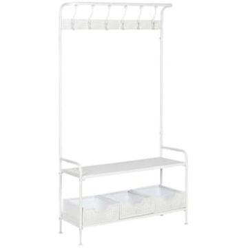 Meuble d'entrée - HOME ESPRIT - Blanc - 110 x 36 x 186 cm - Tiroirs - Métal