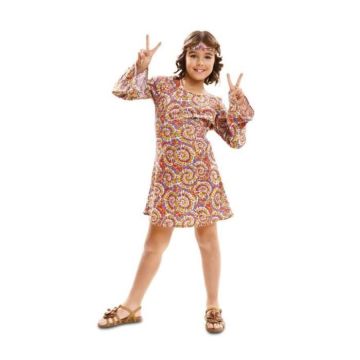 Déguisement Hippie psychédélique pour fille - Blanc - Tailles différentes - Robe et bandeau inclus