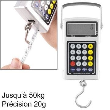 Pèse Bagage Multifonctions - YONIS - 7 En 1 - 50Kg - Précision 20G - Gris