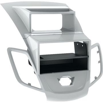 Façade autoradio 1DIN FORD FIESTA ap09 - AVEC ECRAN - ARGENT - avec vide poche