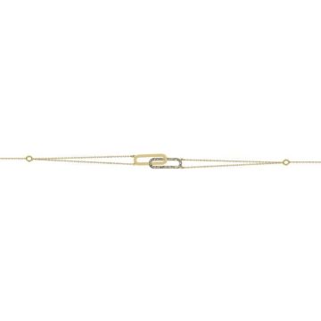 Bracelet femme - BRILLAXIS - Bracelet Brillaxis double maillon laqué pailleté - Couleur de la matière:Jaune Taille/Longueur:18 cm