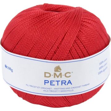 Pelote de laine - 100% coton - Rouge - 5321 - DMC - Petra - Longues fibres