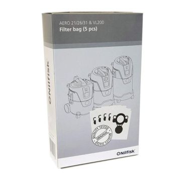 Sacs microfibres - NILFISK - AERO107419590 - 5 pièces - Compatible aspirateurs - Gris