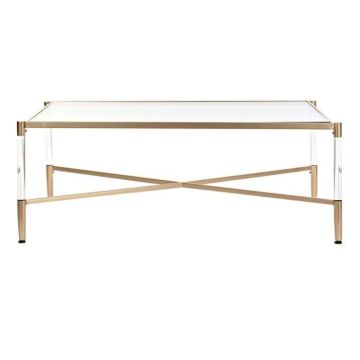 Table basse - Glam - Transparent - Doré acrylique - Métal - 120 cm